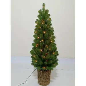 NATIONAL TREE CO-IMPORT MC7-310-40 Entryway Artificial Christmas Tree, Montclair Spruce, 70 Clear Lights, Brown Pot, 4 Ft.