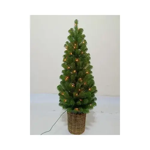Entryway Artificial Christmas Tree, Montclair Spruce, 70 Clear Lights, Brown Pot, 4 Ft.