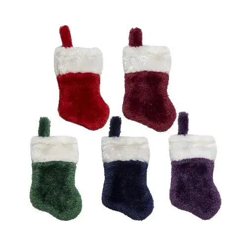 Mini Velvet Plush Christmas Stocking, Assorted, 7 In.