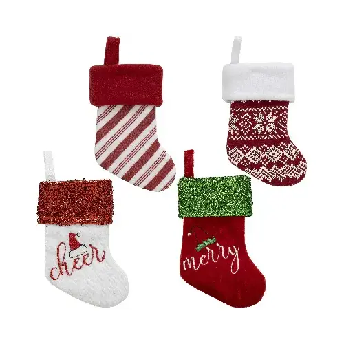 Mini Christmas Stocking, Assorted, 7 In. Mini Christmas Stocking, Assorted, 7 In.