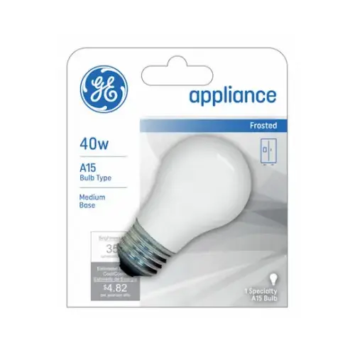 Frosted Appliance Bulb, A15, Medium Base, 40 Watts Frosted Appliance Bulb, A15, Medium Base, 40 Watts