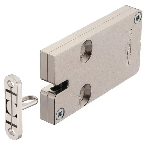 Furniture lock, Hafele Dialock EFL 3, mains-operated lock, vertical tolerance compensation EFL 3: With feedback contactself-adjusting locking component with 3D tolerance compensation, locking With feedback contact Housing and locking bolt: Nickel plated
