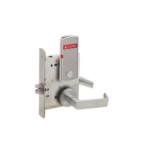 KIT - 06A Privacy Mortise Lock, Outside Indicator (Occupied/Vacant), Inside ADA Thumbturn (L583-363), 626/US26D Satin Chrome KIT - 06A Privacy Mortise Lock, Outside Indicator (Occupied/Vacant), Inside ADA Thumbturn (L583-363), 626/US26D Satin Chrome