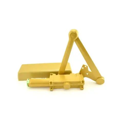 Left Hand Heavy Duty Parallel Arm Push Side Mount Door Closer with Thru Bolts Sprayed Brass Finish Left Hand Heavy Duty Parallel Arm Push Side Mount Door Closer with Thru Bolts Sprayed Brass Finish