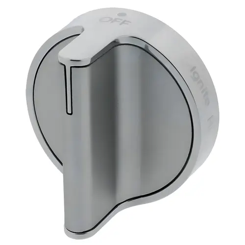 Knob, Burner For Whirlpool, 1/8" Stem Length, 12 O'Clock Flat, 0.256" Diameter, 2" Height, 1.25" Length, 2" Width