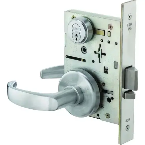 Mortise Lock 7 Pin Storeroom 14 Lever with H Rose Right Hand Satin Chrome Finish Mortise Lock 7 Pin Storeroom 14 Lever with H Rose Right Hand Satin Chrome Finish