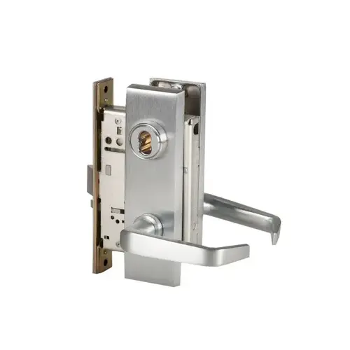 Mortise Lock 7 Pin Storeroom 15 Lever with J Escutcheon Right Hand Satin Chrome Finish Mortise Lock 7 Pin Storeroom 15 Lever with J Escutcheon Right Hand Satin Chrome Finish