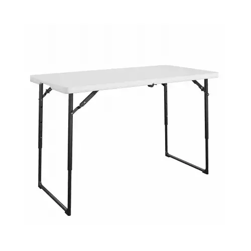 4-Ft. Folding Table, White Resin Top, Adjustable Height 4-Ft. Folding Table, White Resin Top, Adjustable Height
