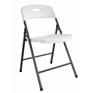 DOREL HOME FURNISHINGS 14-833-WSP6TV Folding Chair, Black Steel Frame. White Resin Seat & Back