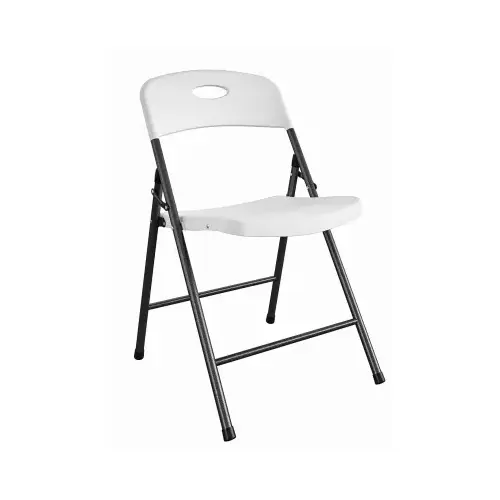 Folding Chair, Black Steel Frame. White Resin Seat & Back Folding Chair, Black Steel Frame. White Resin Seat & Back