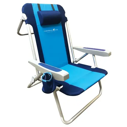 Backpack Chair w/Pillow, 20 in W, 25-1/2 in D, 32-1/2 in H, Aluminum Frame, Polyester Seat