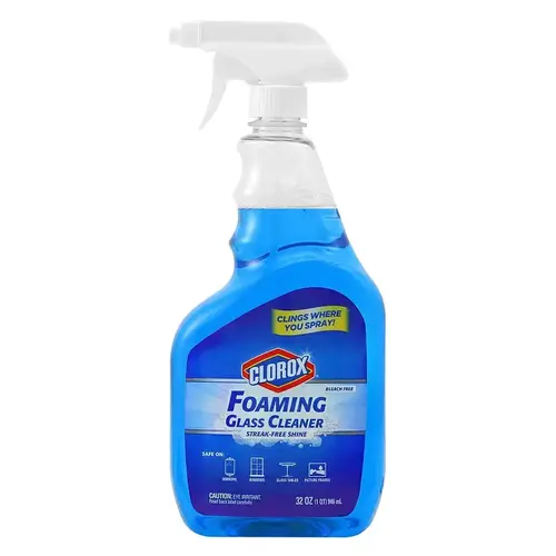 Trigger Glass Cleaner, 32 oz Spray Bottle, Foam, Fresh Scent, Blue