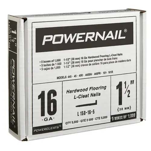 Powercleats Floor Nail, 1-1/2 in L, 16 ga, Steel - pack of 5000 Powercleats Floor Nail, 1-1/2 in L, 16 ga, Steel - pack of 5000