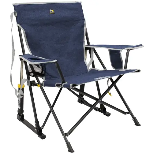 Kickback Rocker Chair, 32-1/2 in OAW, 27.2 in OAD, 31.7 in OAH, Fabric/Plastic/Steel Heathered Indigo Blue