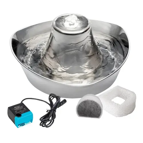 Seaside Pet Fountain, 60 oz Volume, Stainless Steel