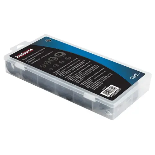 Plastic Grommet Assortment,180-Piece Black