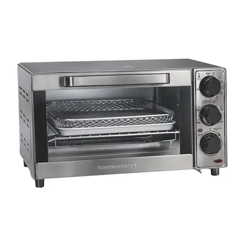 Sure-Crisp 31403 Air Fryer Toaster Oven, 1120 W, 4 -Slice, 0.4 cu-ft, Dial Control, Stainless Steel Silver