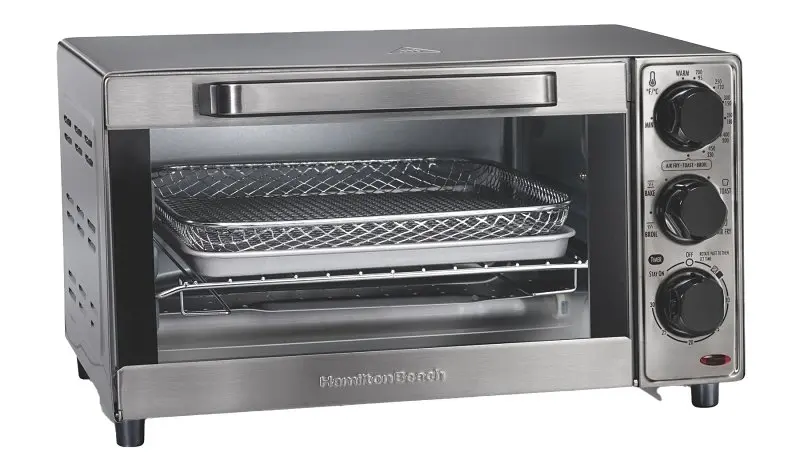 HAMILTON BEACH Sure-Crisp 31403 Air Fryer Toaster Oven 1120 W 4 -Slice 0.4 cu-ft Dial Control Stainless Steel Silver 31403G HAMILTON BEACH Sure-Crisp 31403 Air Fryer Toaster Oven 1120 W 4 -Slice 0.4 cu-ft Dial Control Stainless Steel Silver 31403G