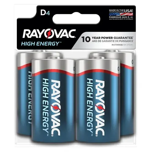 Batteries High Energy D Alkaline 4 pk Carded - pack of 48 Batteries High Energy D Alkaline 4 pk Carded - pack of 48