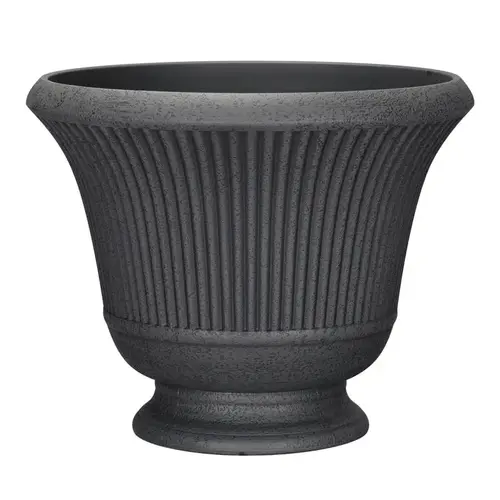Planter 12.9" H X 16" D Polyresin Pedestal Urn Charcoal Charcoal - pack of 5 Planter 12.9" H X 16" D Polyresin Pedestal Urn Charcoal Charcoal - pack of 5