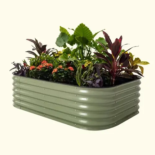Raised Garden Bed 17" H X 78" W X 24" D Metal Modular Olive Olive