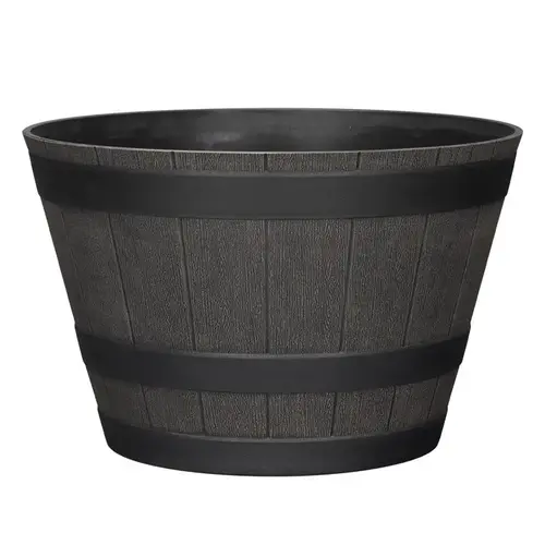 Planter 9" H X 14" D Wood-Resin Whiskey Barrel Brown Brown Planter 9" H X 14" D Wood-Resin Whiskey Barrel Brown Brown