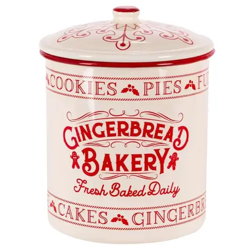 Cookie Jar Red/White Gingerbread Bakery 8" Red/White - pack of 4 Cookie Jar Red/White Gingerbread Bakery 8" Red/White - pack of 4