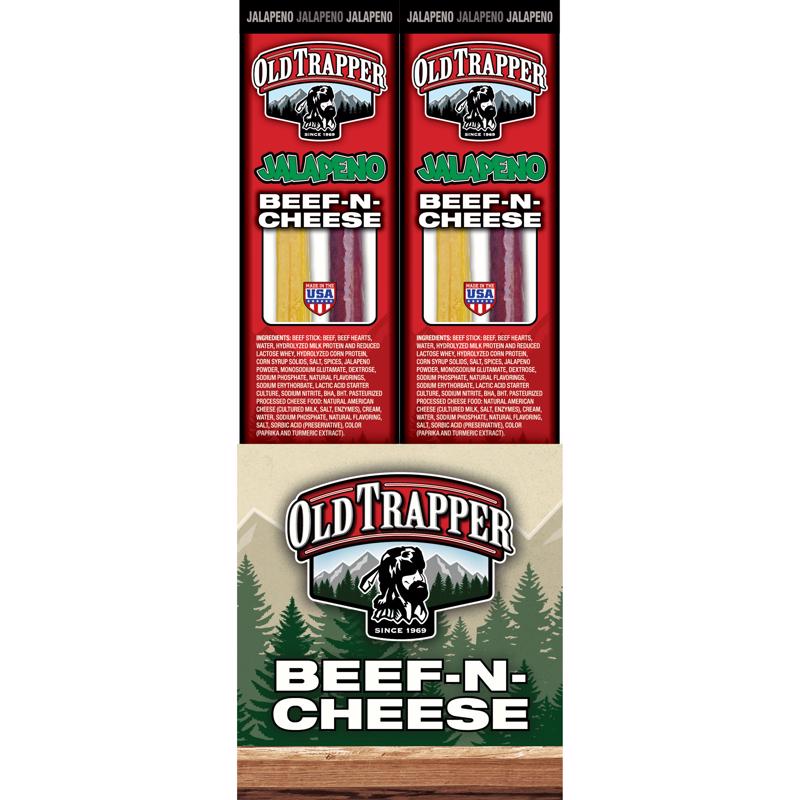 Old Trapper 30214T Beef Stick and Cheese Jalapeno 1.3 oz Boxed