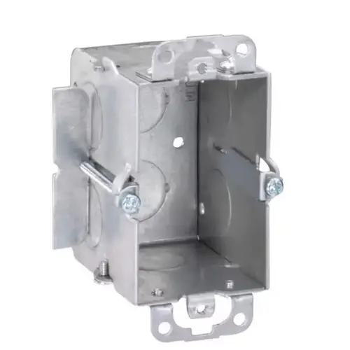 Switch Box, 1-Gang, 8-Knockout, 1/2 in Knockout, Steel, Silver, Galvanized Switch Box, 1-Gang, 8-Knockout, 1/2 in Knockout, Steel, Silver, Galvanized