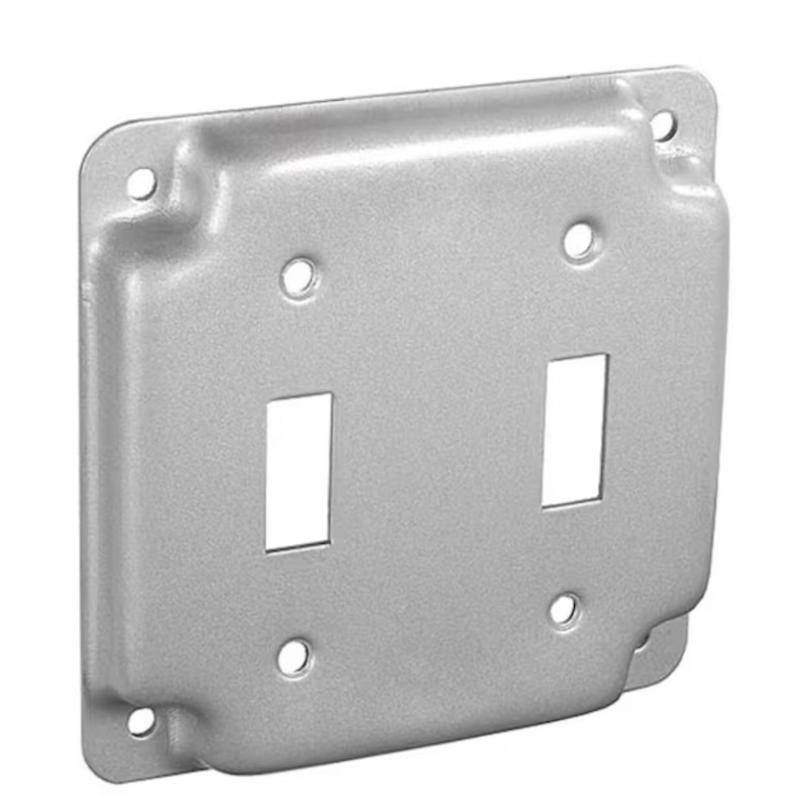 Southwire G1936-UPC Toggle Industrial Surface Cover, 1/2 in L, 4 in W, Square, 2-Gang, Steel, Silver, Galvanized