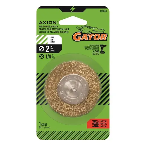Wire Wheel Brush 2" Fine Crimped Brass Coated Steel 4500 rpm Wire Wheel Brush 2" Fine Crimped Brass Coated Steel 4500 rpm