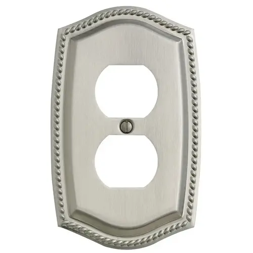 Single Outlet Rope Switch Plate Satin Nickel Finish Single Outlet Rope Switch Plate Satin Nickel Finish