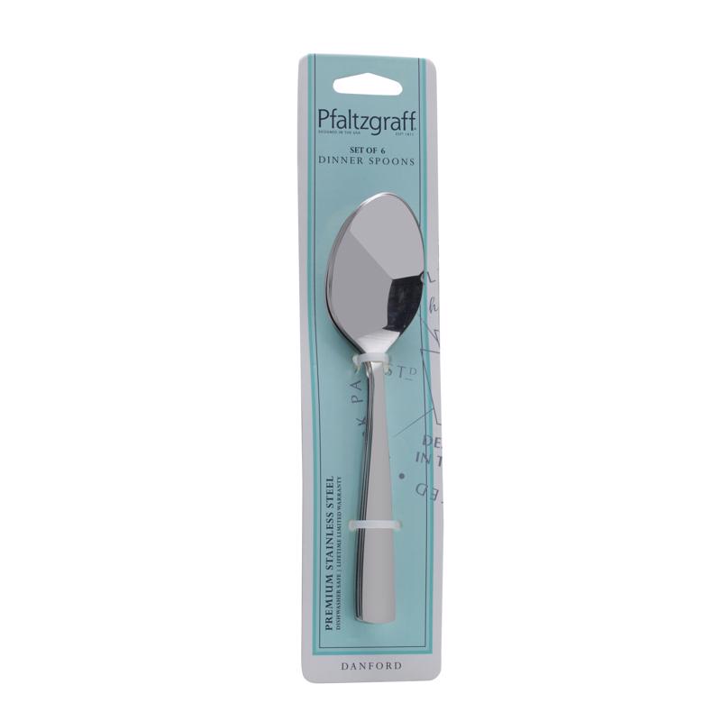 Pfaltzgraff 5243533 Dinner Spoon Set Silver Stainless Steel Danford Silver