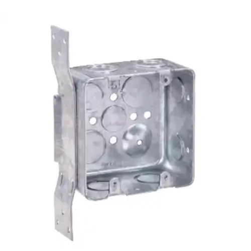 Switch Box, 2-Gang, 10-Knockout, 1/2, 3/4 in Knockout, Steel, Silver, Galvanized Switch Box, 2-Gang, 10-Knockout, 1/2, 3/4 in Knockout, Steel, Silver, Galvanized