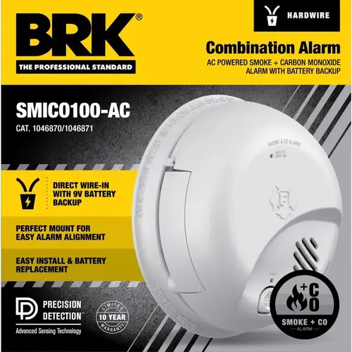 Smoke and Carbon Monoxide Detector Hard-Wired w/Battery Back-Up Ionization White Smoke and Carbon Monoxide Detector Hard-Wired w/Battery Back-Up Ionization White