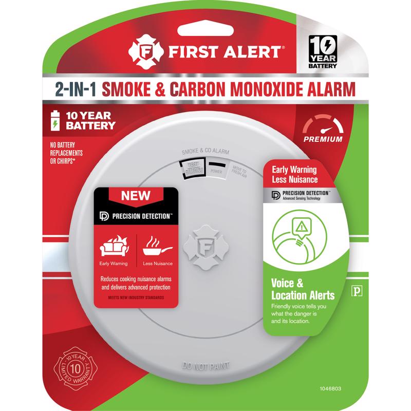 First Alert 1046803 Smoke and Carbon Monoxide Detector 10 Year Battery-Powered Photoelectric White