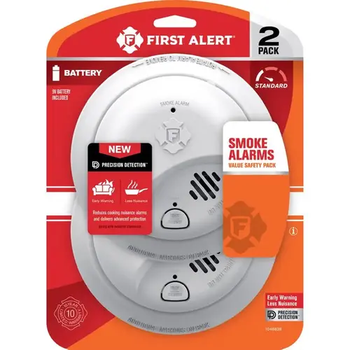 Smoke Detector 2 Pack Battery-Powered Ionization Pair