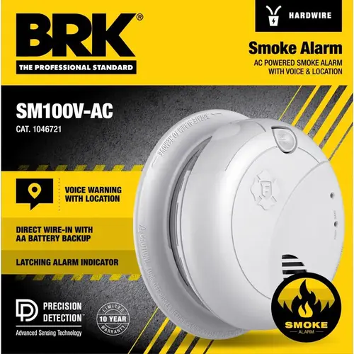 Smoke Detector Voice and Locatio Hard-Wired w/Battery Back-up Photoelectric White Smoke Detector Voice and Locatio Hard-Wired w/Battery Back-up Photoelectric White
