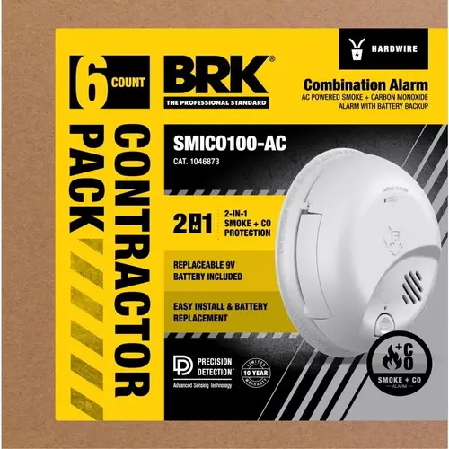 Smoke and Carbon Monoxide Detector 6 Pack Hard-Wired w/Battery Back-Up Ionization White Smoke and Carbon Monoxide Detector 6 Pack Hard-Wired w/Battery Back-Up Ionization White