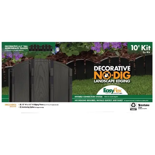 Landscape Edging Kit 10 ft. L X 4.5" H Plastic Black Black