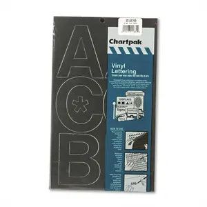 CHARTPAK/PICKETT 10123448 PRESS-ON VINYL UPPERCASE LETTERS, SELF ADHESIVE, BLACK, 3 IN.H