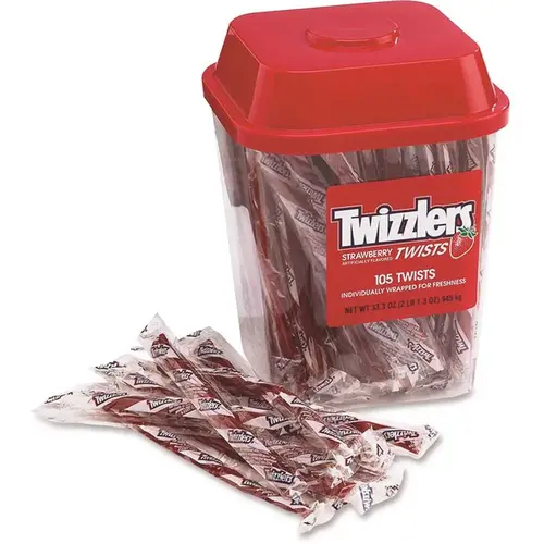 2 lbs. Strawberry Twizzlers Licorice Individually Wrapped Tub 2 lbs. Strawberry Twizzlers Licorice Individually Wrapped Tub