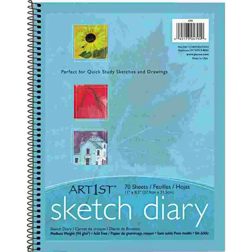 ART 1ST SKETCH DIARY, 11 X 8 1/2, 60 LB, 70 SHEETS, WHITE