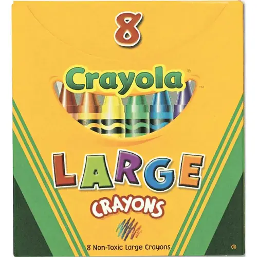 CRAYOLA LARGE CRAYONS, TUCK BOX, 8 COLORS/BOX