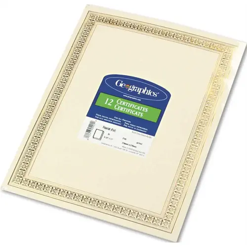 FOIL ENHANCED CERTIFICATES, 8-1/2 X 11, GOLD FLOURISH BORDER FOIL ENHANCED CERTIFICATES, 8-1/2 X 11, GOLD FLOURISH BORDER