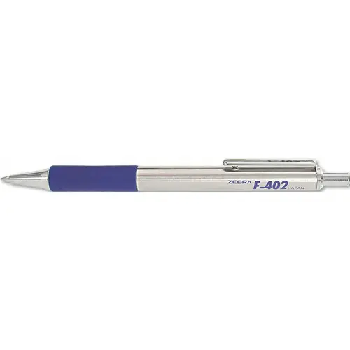 ZEBRA PEN F-402 BALLPOINT RETRACTABLE PEN, BLUE INK, FINE