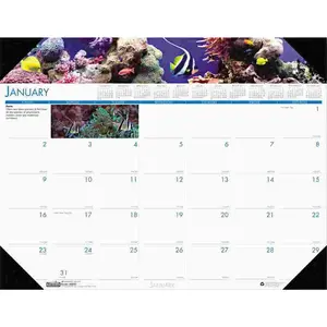 HOUSE OF DOOLITTLE 10129882 SEA LIFE PHOTOGRAPHIC MONTHLY DESK PAD CALENDAR, 22 X 17