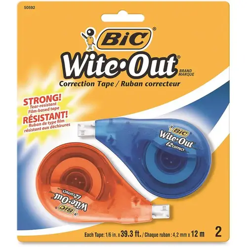 1/6 in. x 472 in. Bic Wite-Out EZ Correct Correction Tape Non-Refillable White