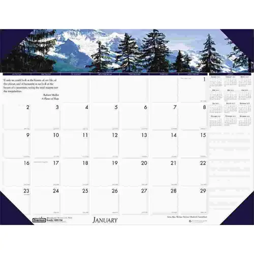 MOUNTAINS OF THE WORLD PHOTOGRAPHIC MONTHLY DESK PAD CALENDAR, 22 X 17