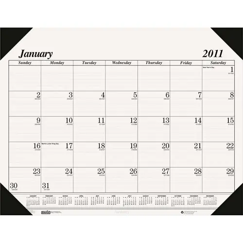 WORKSTATION-SIZE ONE-COLOR MONTHLY DESK PAD CALENDAR, 18-1/2 X 13